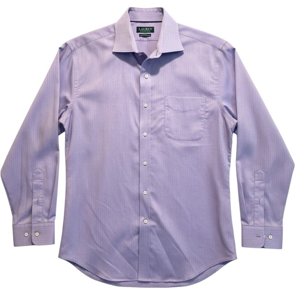 Lauren Ralph Lauren Mens Dress Shirt 17 34/35 Purple Herringbone Classic Fit